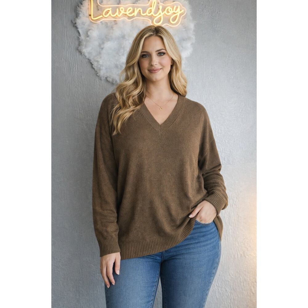 Banana Republic V-neck Knit Sweater Brown Womens XL Grandpacore Office Casual